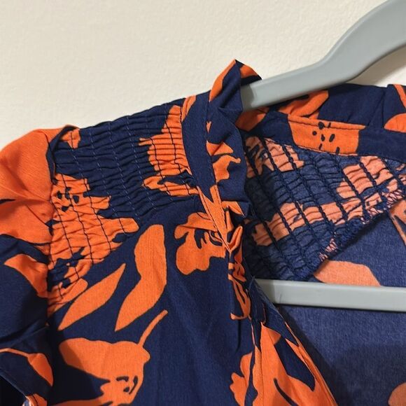 NWT Umgee Midnight Mix Tiered Floral Print 3/4 Sleeve Ruffle Neck Tie Dress - Picture 6 of 6